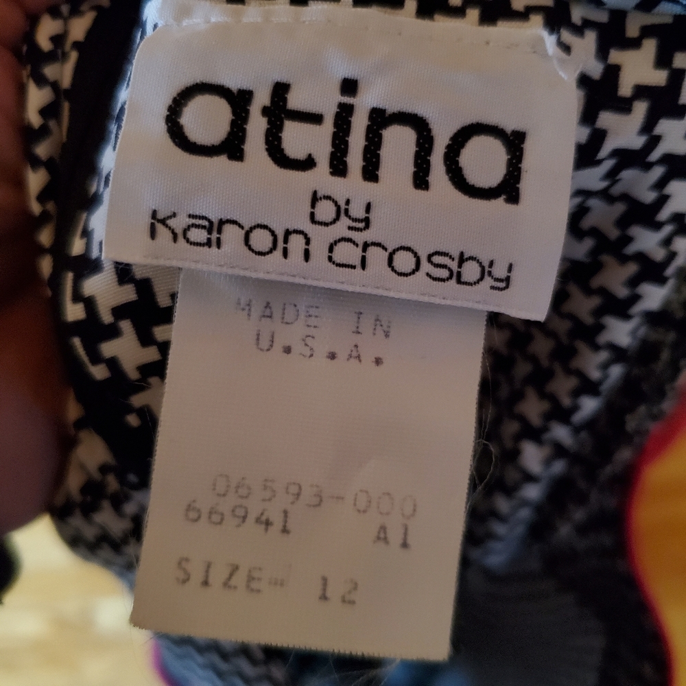 1980s Atina by Karon Crosby Black, White & Pink Dr - Picture 6 of 7